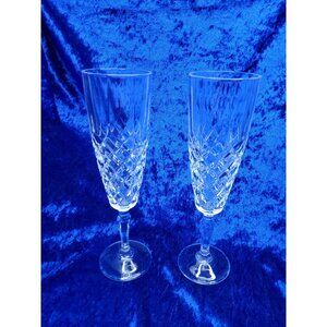 vintage durand 1950s set of dauphine pattern pressed glass champagne flutes